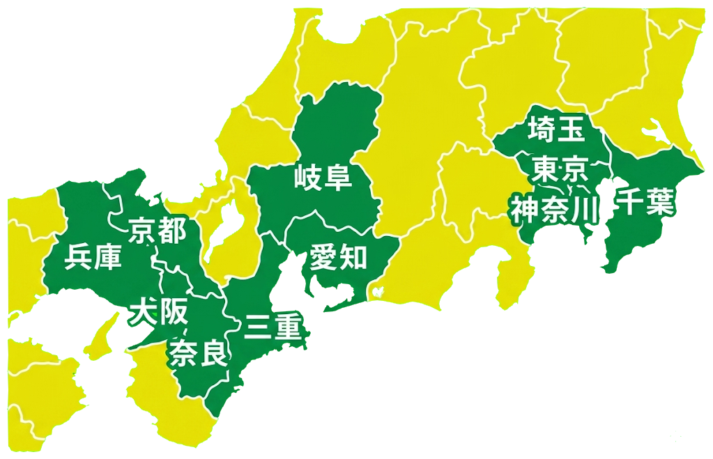 工事対応エリアの地図